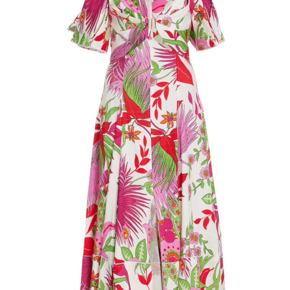 Dina Linen Blend Floral Midi Dress